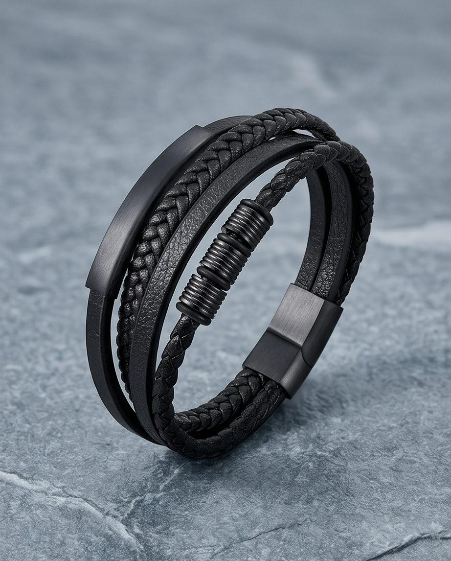 HAB105 -Sector Leather Bracelet