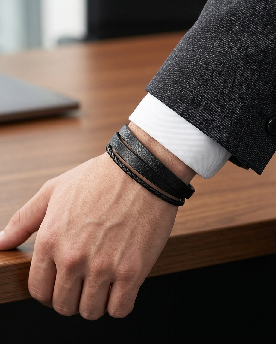 HAB104 - 3 in 1 leather bracelet