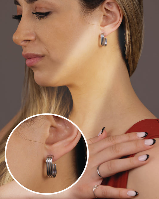 HAE004 -  Silver Urban loops earrings