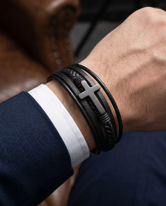 HAB106 - Cross Leather Bracelet