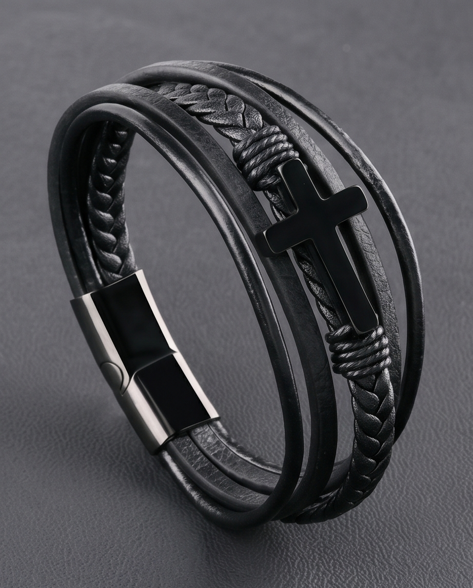 HAB106 - Cross Leather Bracelet