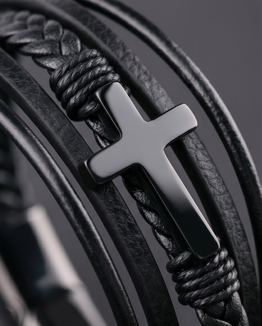 HAB106 - Cross Leather Bracelet