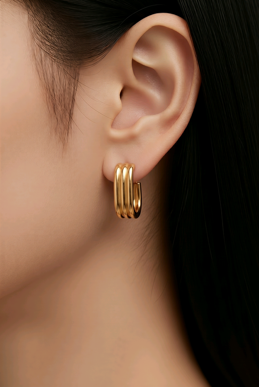HAE003 - Golden urban loops earrings