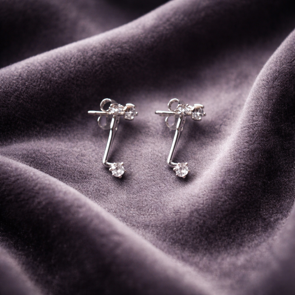 HAE054 - Twin Crystal Silver Studs