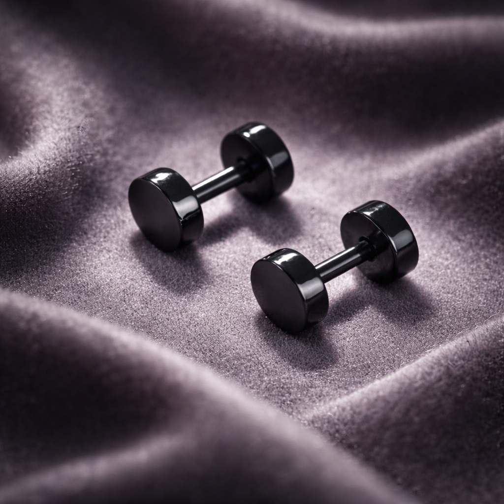 HAE064 - Disco Black Earrings
